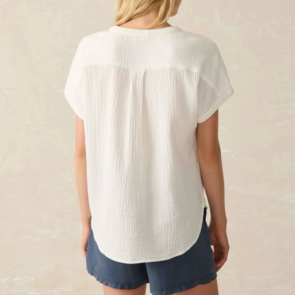 Faherty Dream Cotton Gauze Desmond Top White Sz Small - Picture 5 of 11